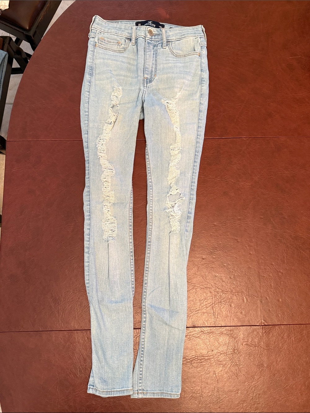 Hollister Light Blue Ripped High Rise Super Skinny Jeans